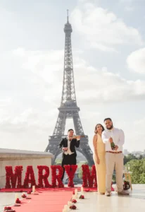 Man with violin woman with bottle text