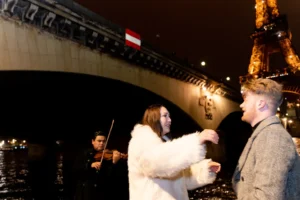 Three people woman smiling violinist