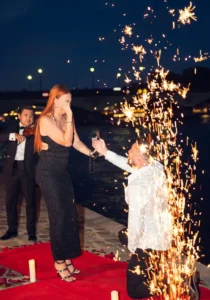 Couple with candles and fire