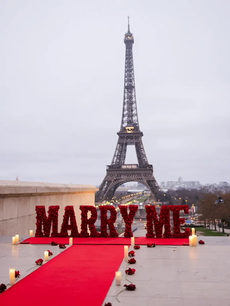 Eiffel Tower with red carpet text